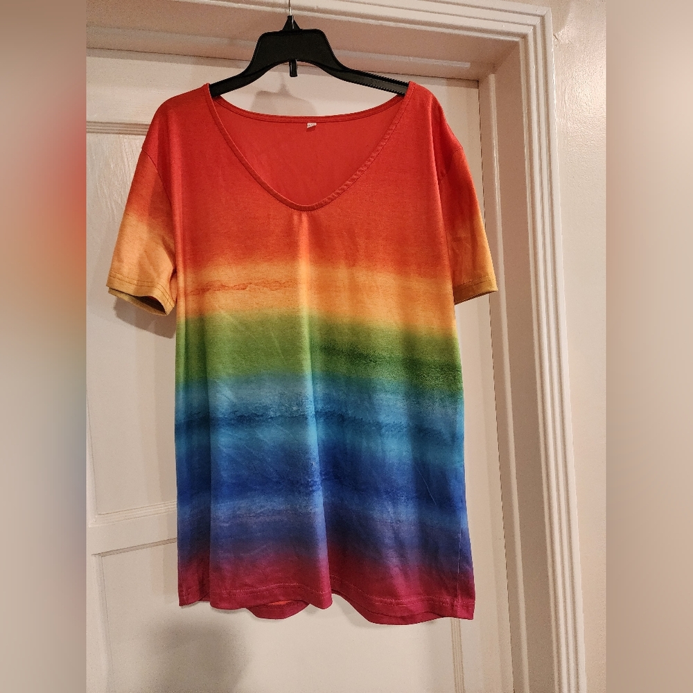 AIIWEIS Rainbow Women's V-Neck Shirt